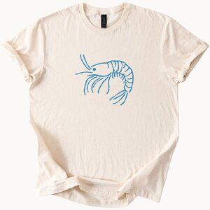 Shrimp Line Drawing Tee Minimal Coastal Graphic Unisex Natural Shirt